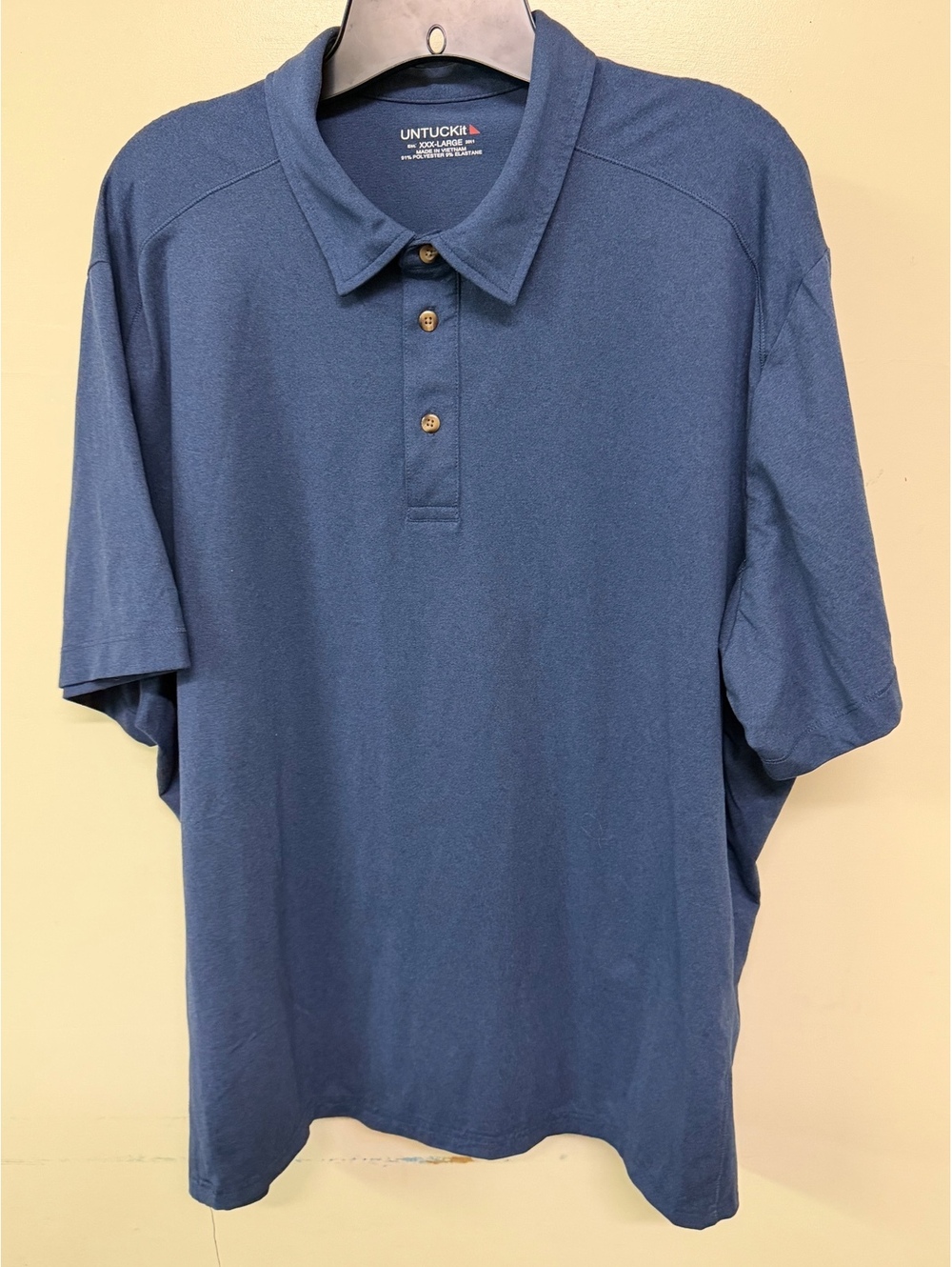 Untuckit Men's XX-Large Blue Polo Shirt with Button Placket